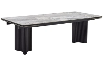Обеденный раздвижной стол Адажио 240 (320), Mineral Stone Natural, керамика , черный каркас 