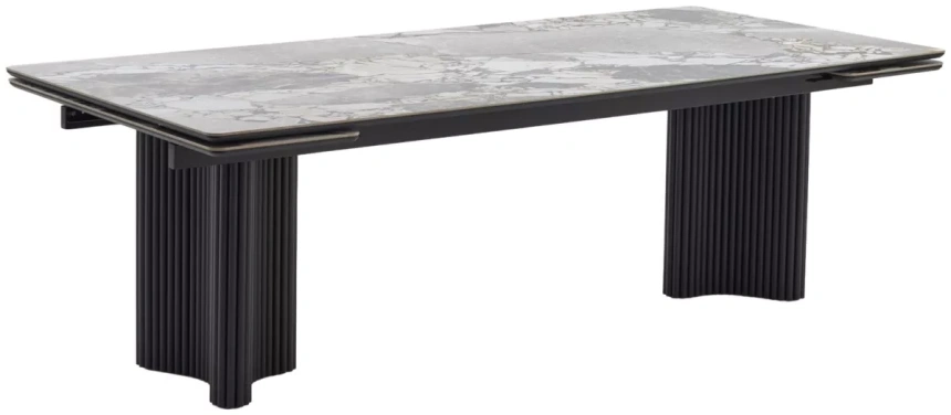 Обеденный раздвижной стол Адажио 240 (320), Mineral Stone Natural, керамика , черный каркас 