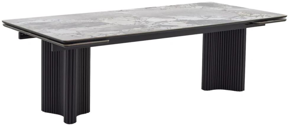 Обеденный раздвижной стол Адажио 240 (320), Mineral Stone Natural, керамика , черный каркас 
