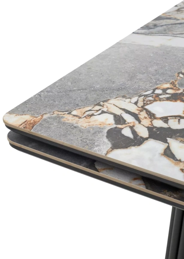Обеденный раздвижной стол Адажио 240 (320), Mineral Stone Natural, керамика , черный каркас 