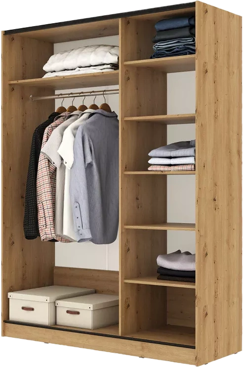 Шкаф-купе двухдверный Марвин-3, 163x220, Дуб дикий / Чёрный глянец / Софт Тач Чёрный