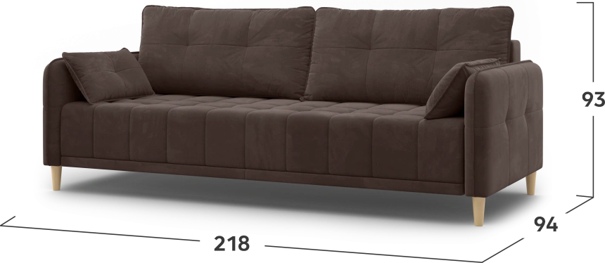 Диван прямой Тадеуш, модель 043, Velutto 23 (коричневый)