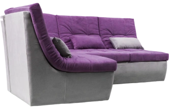 Диван угловой София 2 с кресельной частью, Tenerife italian plum, Tenerife silver, с задней тканью