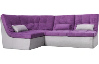 Диван угловой София 2 с кресельной частью, Tenerife italian plum, Tenerife silver, с задней тканью