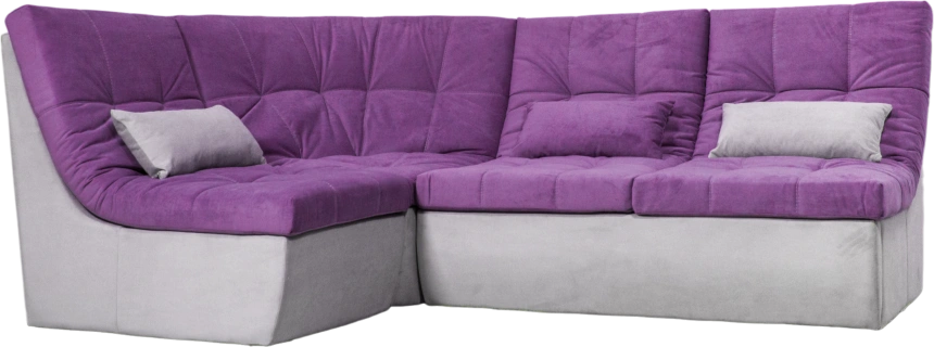 Диван угловой София 2 с кресельной частью, Tenerife italian plum, Tenerife silver, с задней тканью