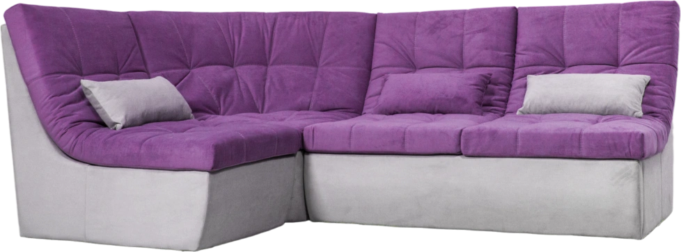 Диван угловой София 2 с кресельной частью, Tenerife italian plum, Tenerife silver, с задней тканью