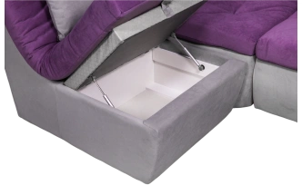 Диван угловой София 2 с кресельной частью, Tenerife italian plum, Tenerife silver, с задней тканью