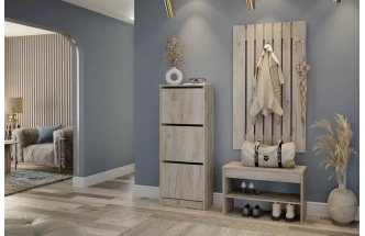 Тумба для обуви Лофт, 3 фасада, 68x134.7x28, Дуб крафт серый