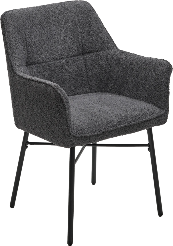 Стул Agira, мягкий, UF998-16 темно-серый, букле, черный каркас