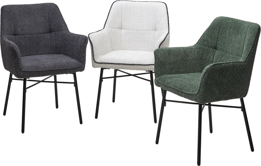 Стул Agira, мягкий, UF998-16 темно-серый, букле, черный каркас