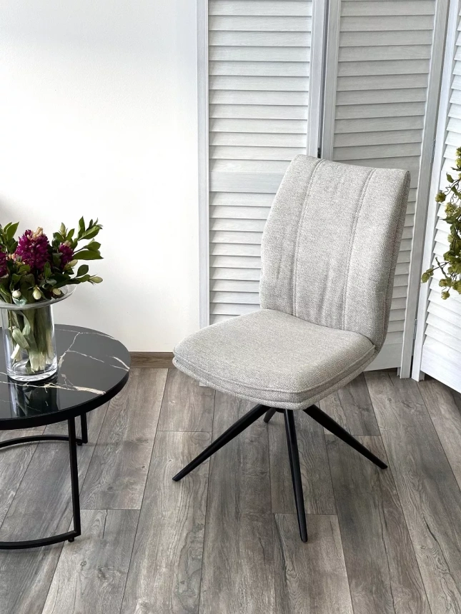 Стул Yohan, мягкий, поворотный, KN01-04, светло-серый, ткань, черный каркас