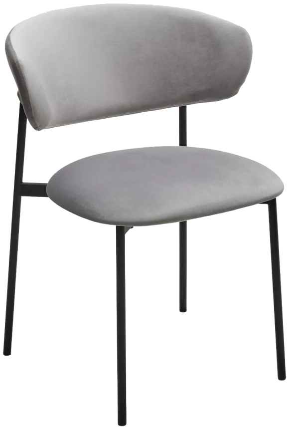 Стул Леонардо, мягкий, H-09 светло-серый, велюр, черный каркас 