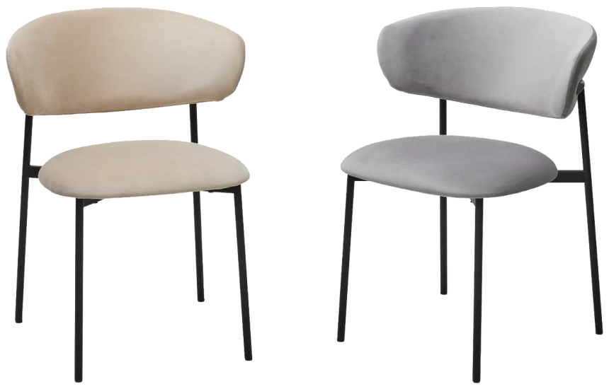 Стул Леонардо, мягкий, H-09 светло-серый, велюр, черный каркас 