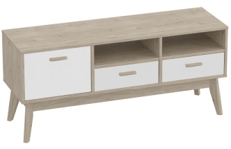 Модульная гостиная Калгари 1, дуб натуральный светлый / белый матовый