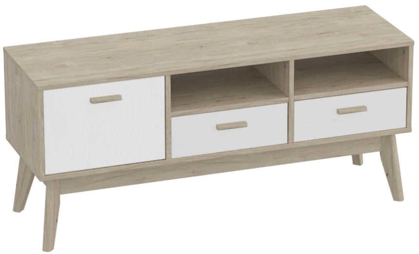 Модульная гостиная Калгари 1, дуб натуральный светлый / белый матовый