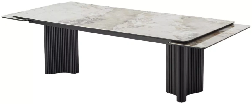Обеденный раздвижной стол Адажио 240 (320), Pandora, керамика, черный каркас 
