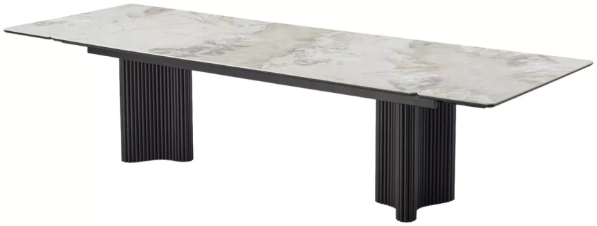 Обеденный раздвижной стол Адажио 240 (320), Pandora, керамика, черный каркас 