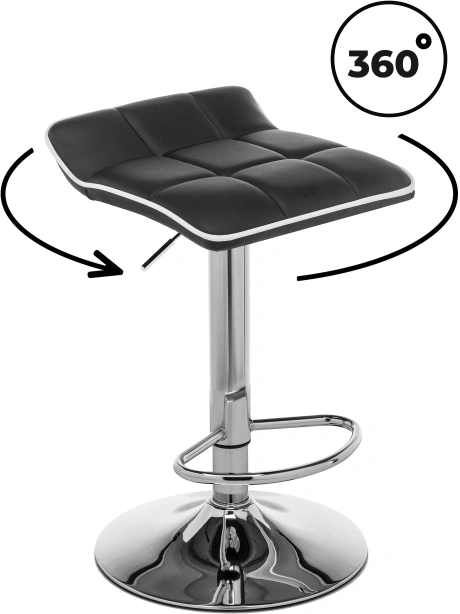 Барный стул Fera, черный с белым кантом