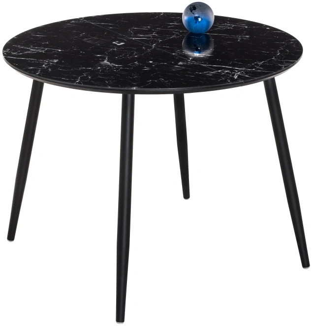 Кухонный раздвижной стол Кловис, 100(140)х100х76, стекло, черный мрамор / черный