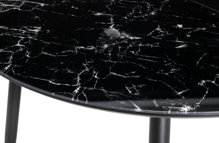 Кухонный раздвижной стол Кловис, 100(140)х100х76, стекло, черный мрамор / черный
