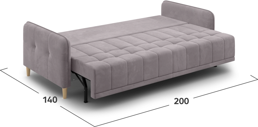 Диван прямой Тадеуш, модель 043, Velutto 08 (серый)