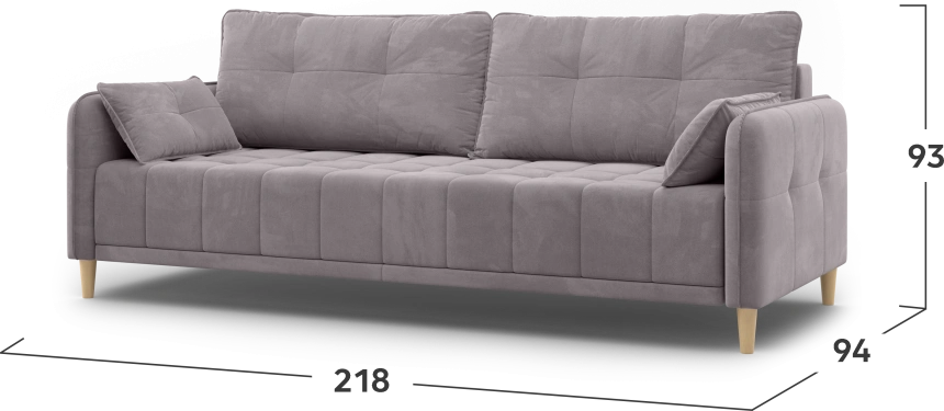 Диван прямой Тадеуш, модель 043, Velutto 08 (серый)