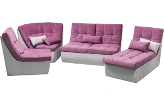 Диван угловой София 2, Tenerife elderberry, Tenerife silver, с задней тканью