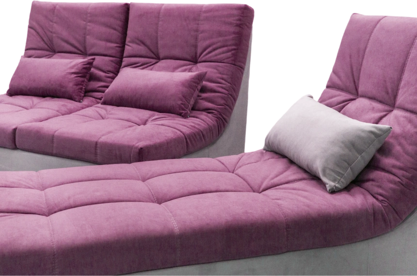 Диван угловой София 2, Tenerife elderberry, Tenerife silver, с задней тканью