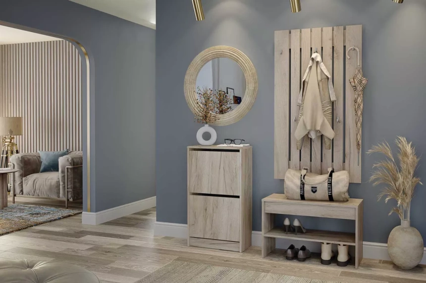 Тумба для обуви Лофт, 80x50,4x34, Дуб крафт серый