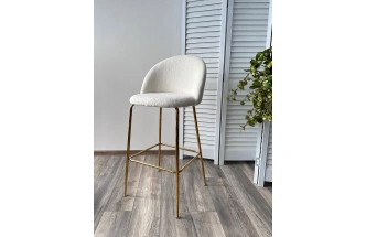 Барный стул Glade NINI-01 Белый, teddy, золотой каркас