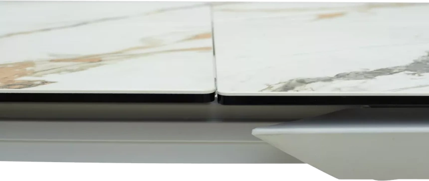 Кухонный стол раздвижной Cremona 180, KL-188 Контрастный мрамор матовый, итальянская керамика, белый каркас