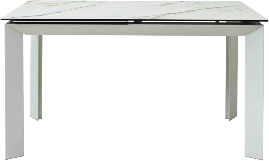 Кухонный стол раздвижной Cremona 180, KL-188 Контрастный мрамор матовый, итальянская керамика, белый каркас