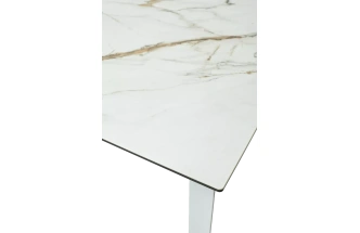 Кухонный стол раздвижной Cremona 180, KL-188 Контрастный мрамор матовый, итальянская керамика, белый каркас