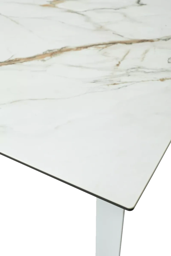 Кухонный стол раздвижной Cremona 180, KL-188 Контрастный мрамор матовый, итальянская керамика, белый каркас