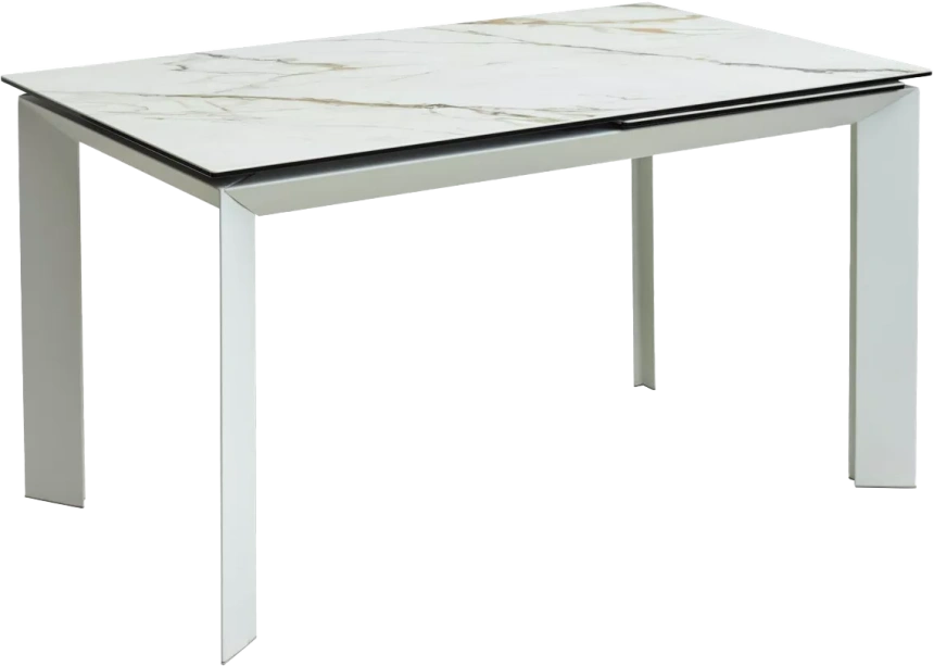 Кухонный стол раздвижной Cremona 180, KL-188 Контрастный мрамор матовый, итальянская керамика, белый каркас