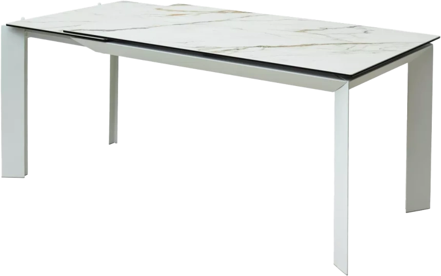 Кухонный стол раздвижной Cremona 180, KL-188 Контрастный мрамор матовый, итальянская керамика, белый каркас
