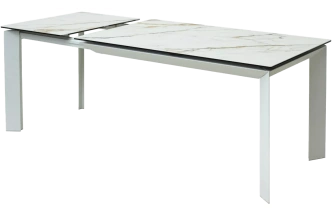 Кухонный стол раздвижной Cremona 180, KL-188 Контрастный мрамор матовый, итальянская керамика, белый каркас