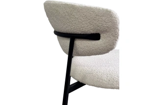 Стул Леонардо, мягкий, Soul 000 белый, букле, черный каркас 
