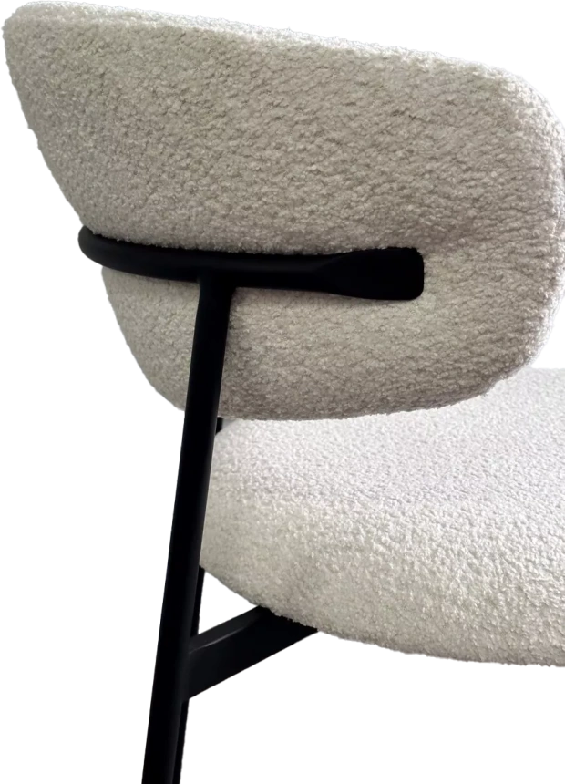 Стул Леонардо, мягкий, Soul 000 белый, букле, черный каркас