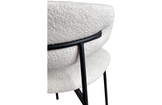 Стул Леонардо, мягкий, Soul 000 белый, букле, черный каркас 