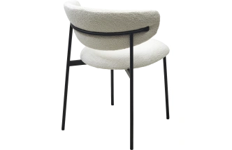 Стул Леонардо, мягкий, Soul 000 белый, букле, черный каркас 