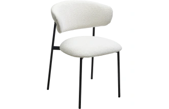 Стул Леонардо, мягкий, Soul 000 белый, букле, черный каркас 