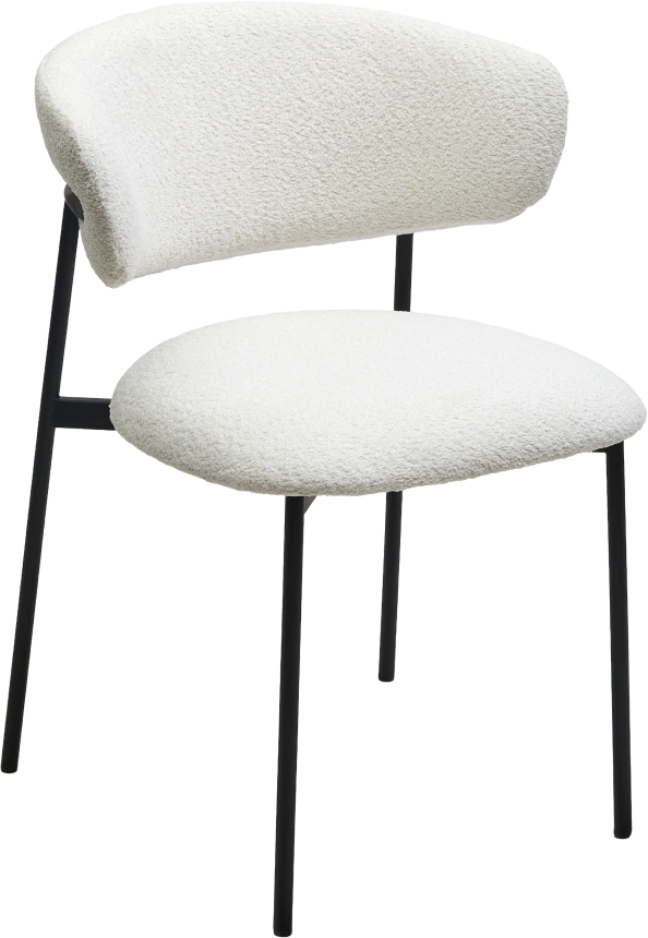 Стул Леонардо, мягкий, Soul 000 белый, букле, черный каркас