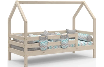 Детская кровать-домик, Соня, с надстройкой, 80*190, прозрачный лак