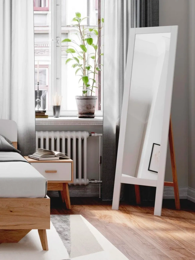 Спальный гарнитур Калгари, композиция #1, дуб натуральный светлый / белый матовый