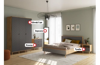 Спальный гарнитур Денвер, композиция #2, дуб вотан / графит