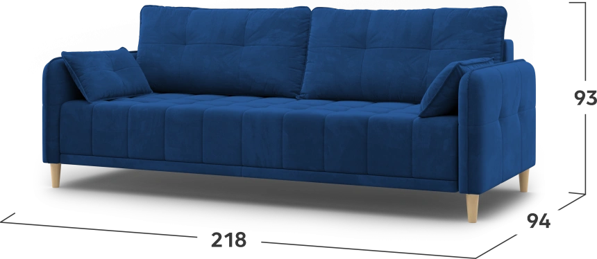 Диван прямой Тадеуш, модель 043, Velutto 26 (синий)