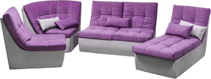 Диван угловой София 2, Tenerife italian plum, Tenerife silver, с задней тканью