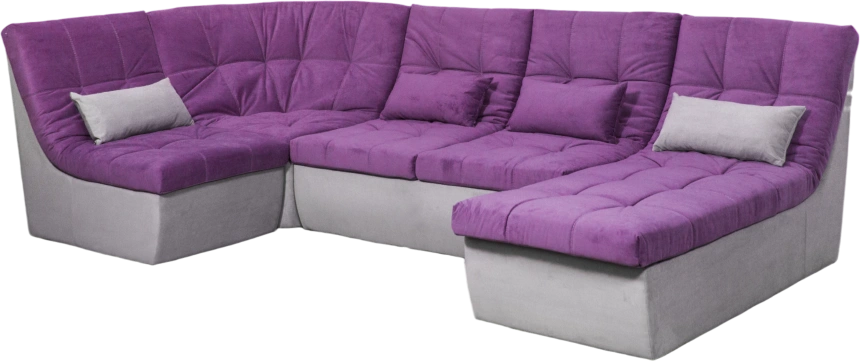 Диван угловой София 2, Tenerife italian plum, Tenerife silver, с задней тканью