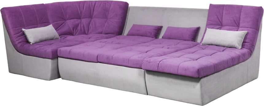 Диван угловой София 2, Tenerife italian plum, Tenerife silver, с задней тканью